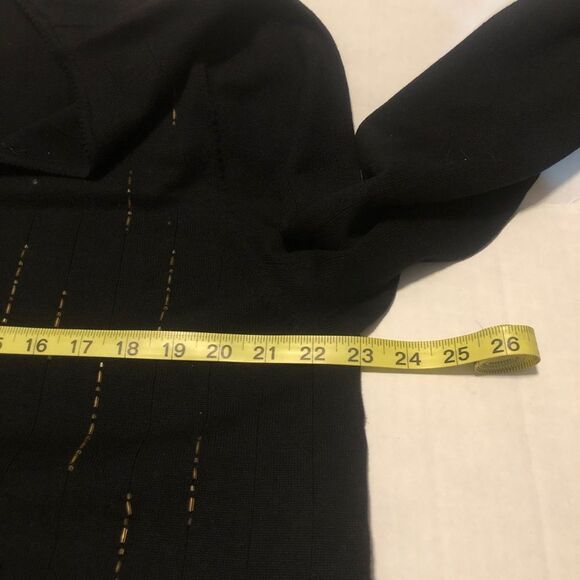 Quacker Factory Size XL Silk Blend Beaded V-Neck Black Sweater Top - Picture 6 of 9
